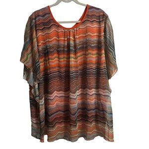 C.O.C. Poncho Sheer Lined Blouse Top Women's 3XL Southwest Western‎